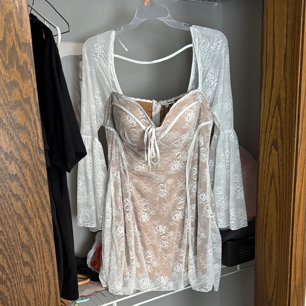 Elegant White Lace Women Dress